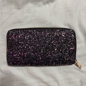 Black and Pink Glitter Wallet